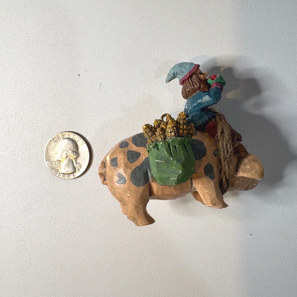1994 Hallmark Going To Town Ornament Folk Art Collection Pig Rider QX5532